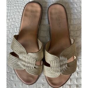 Sixth Sens Gold Woven‎ Slides Sandals Women Size 40 EU Summer Casual